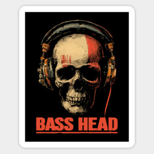 Bass Head Skull DJ Shirt for Hardcore Music Addicts Sticker