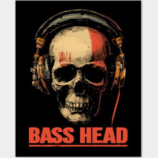 Bass Head Skull DJ Shirt for Hardcore Music Addicts Posters and Art