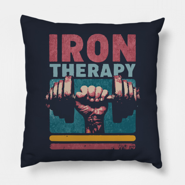 Iron Therapy Gym Tee for Hardcore Lifters Pillow by TuncGK
