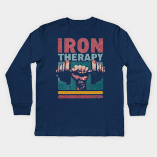 Iron Therapy Gym Tee for Hardcore Lifters Kids Long Sleeve T-Shirt