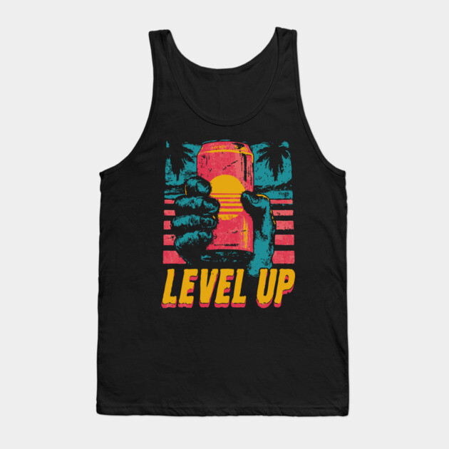 Level Up Energy Drink Gamer Tee for Late Night Warriors Tank Top by TuncGK