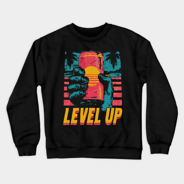 Level Up Energy Drink Gamer Tee for Late Night Warriors Crewneck Sweatshirt by TuncGK