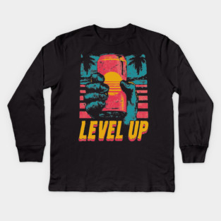 Level Up Energy Drink Gamer Tee for Late Night Warriors Kids Long Sleeve T-Shirt