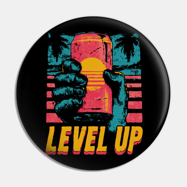 Level Up Energy Drink Gamer Tee for Late Night Warriors Pin by TuncGK