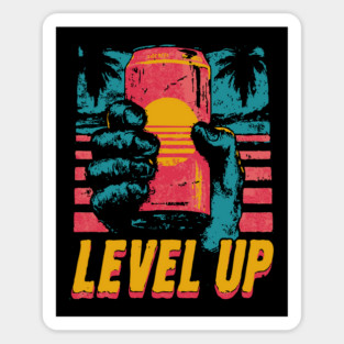 Level Up Energy Drink Gamer Tee for Late Night Warriors Sticker