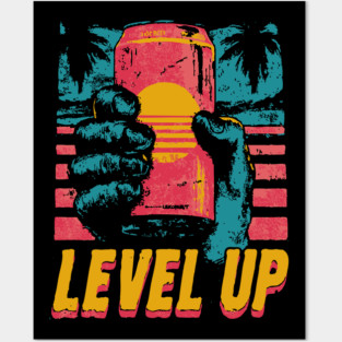 Level Up Energy Drink Gamer Tee for Late Night Warriors Posters and Art