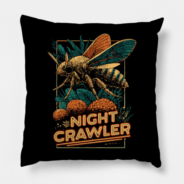 Night Crawler Mothcore Tee for Nocturnal Weirdos Pillow by TuncGK