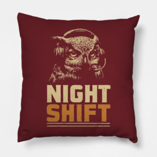 Night Shift Owl Headphones Tee for Late-Night Coders Pillow