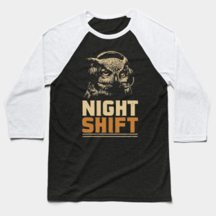 Night Shift Owl Headphones Tee for Late-Night Coders Baseball T-Shirt