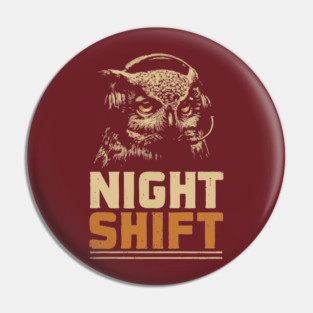 Night Shift Owl Headphones Tee for Late-Night Coders Pin