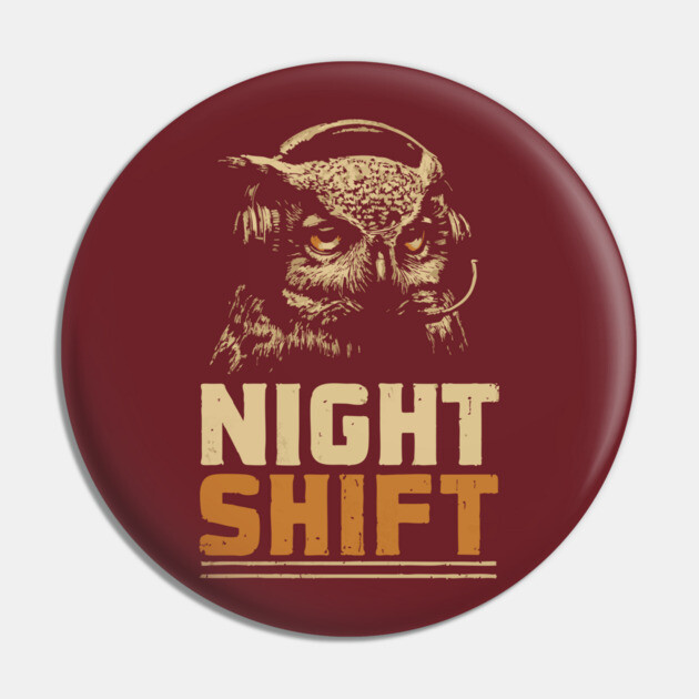 Night Shift Owl Headphones Tee for Late-Night Coders Pin by TuncGK