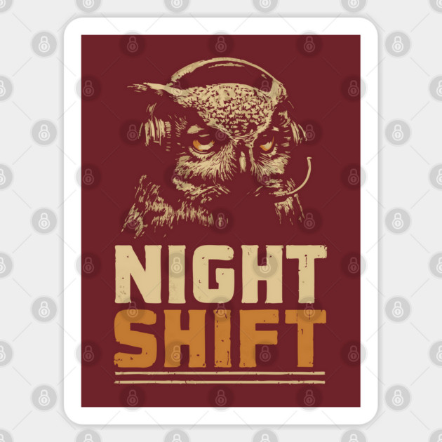 Night Shift Owl Headphones Tee for Late-Night Coders Sticker by TuncGK