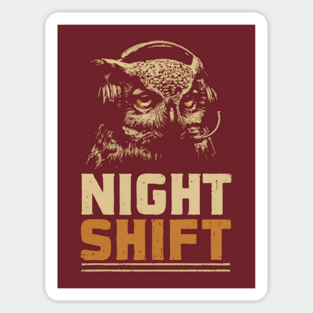 Night Shift Owl Headphones Tee for Late-Night Coders Magnet by TuncGK