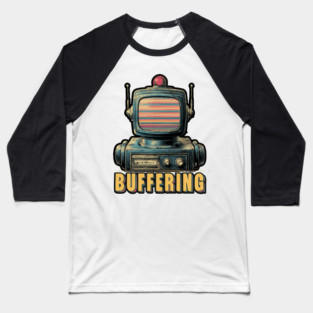 Buffering Robot Retro TV Head Tee for Tech Fatigue & Digital Burnout Baseball T-Shirt