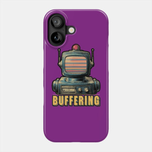 Buffering Robot Retro TV Head Tee for Tech Fatigue & Digital Burnout Phone Case