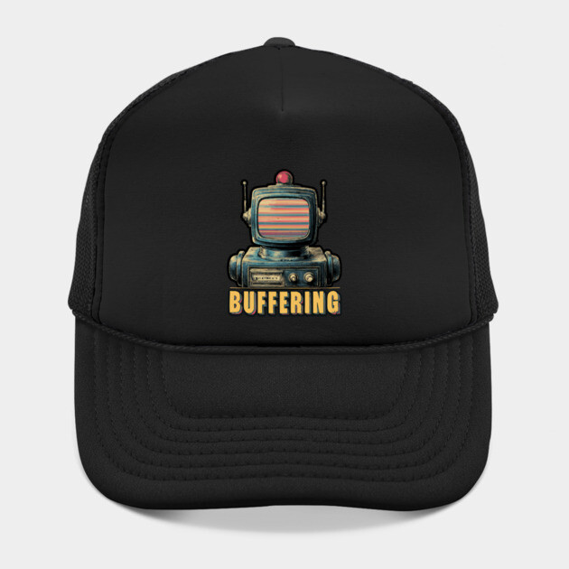 Buffering Robot Retro TV Head Tee for Tech Fatigue & Digital Burnout by TuncGK