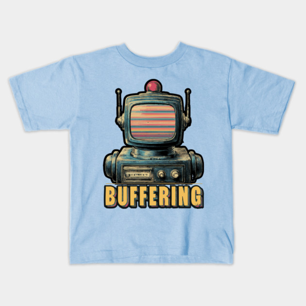 Buffering Robot Retro TV Head Tee for Tech Fatigue & Digital Burnout Kids T-Shirt by TuncGK