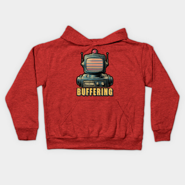 Buffering Robot Retro TV Head Tee for Tech Fatigue & Digital Burnout Kids Hoodie by TuncGK