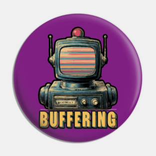 Buffering Robot Retro TV Head Tee for Tech Fatigue & Digital Burnout Pin