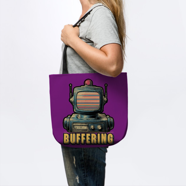 Buffering Robot Retro TV Head Tee for Tech Fatigue & Digital Burnout by TuncGK