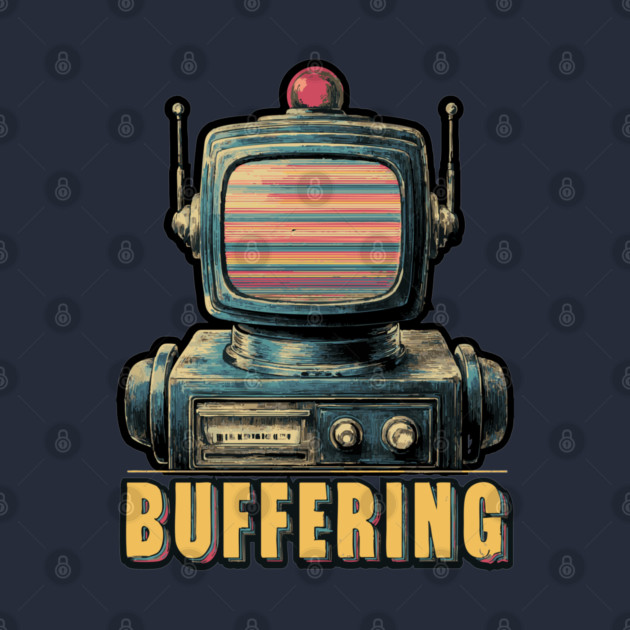 Buffering Robot Retro TV Head Tee for Tech Fatigue & Digital Burnout by TuncGK