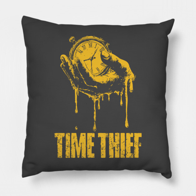 Time Thief Melting Clock Shirt for Burnouts & Existential Thinkers Pillow by TuncGK