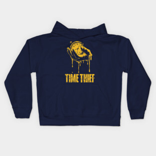 Time Thief Melting Clock Shirt for Burnouts & Existential Thinkers Kids Hoodie