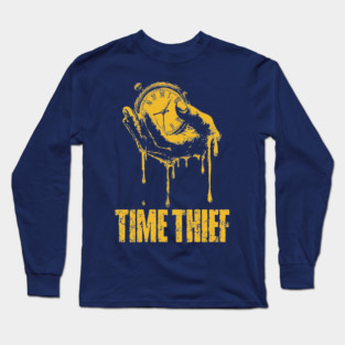Time Thief Melting Clock Shirt for Burnouts & Existential Thinkers Long Sleeve T-Shirt