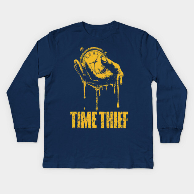 Time Thief Melting Clock Shirt for Burnouts & Existential Thinkers Kids Long Sleeve T-Shirt by TuncGK
