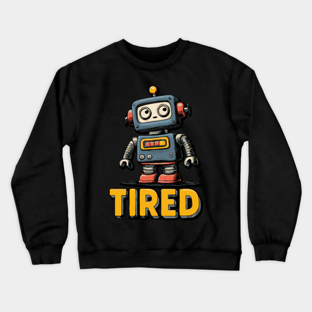 Low Battery Robot Shirt for Burnt Out Workers and Overachievers Crewneck Sweatshirt by TuncGK