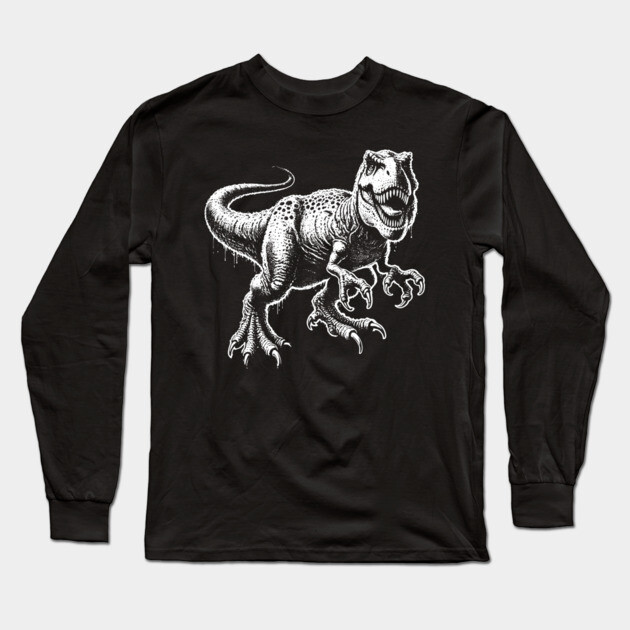 T-Rex Dinosaur Long Sleeve T-Shirt by Silly Me Studio