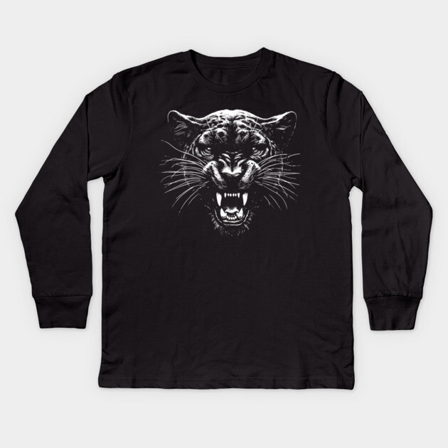 Panther Kids Long Sleeve T-Shirt by Silly Me Studio