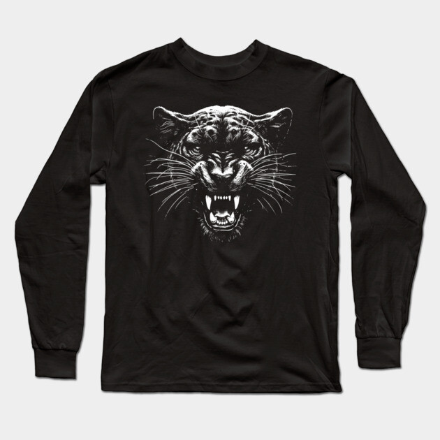 Panther Long Sleeve T-Shirt by Silly Me Studio