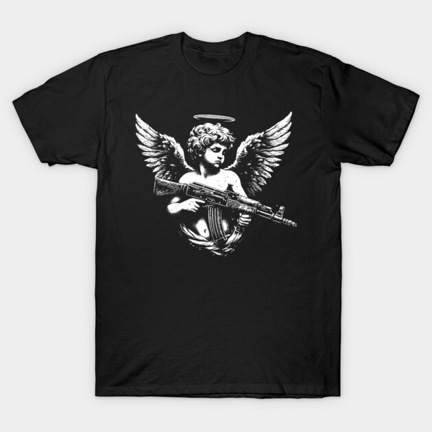 Armed Cherub T-Shirt by Silly Me Studio