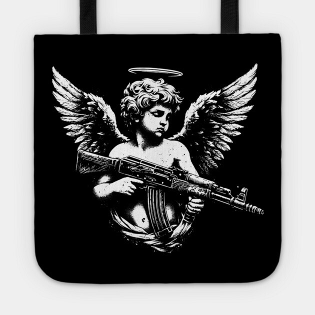 Armed Cherub Tote by Silly Me Studio