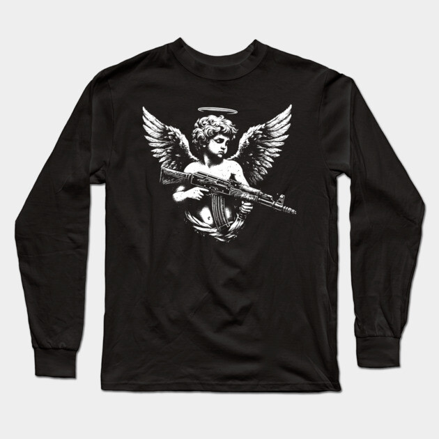 Armed Cherub Long Sleeve T-Shirt by Silly Me Studio