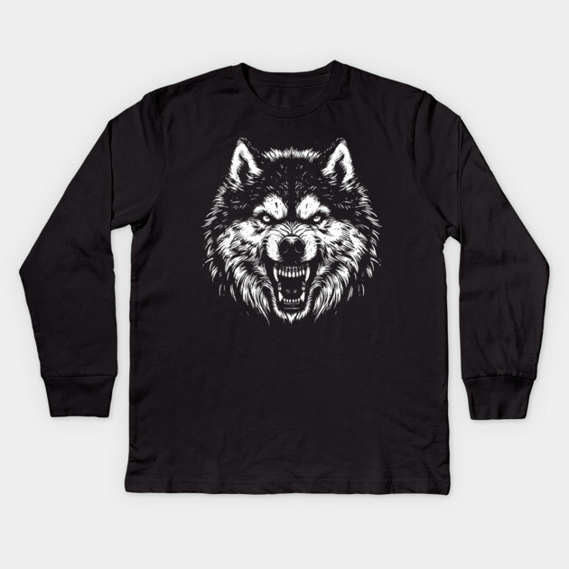 Husky Kids Long Sleeve T-Shirt by Silly Me Studio