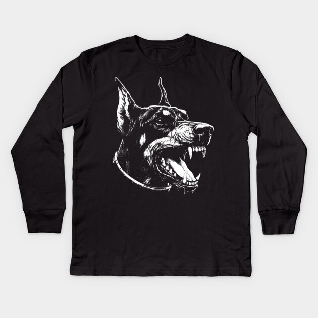 Doberman Kids Long Sleeve T-Shirt by Silly Me Studio