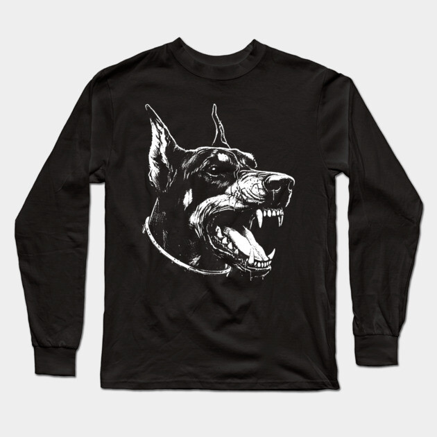 Doberman Long Sleeve T-Shirt by Silly Me Studio