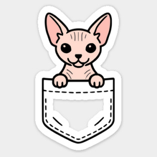 Cute Sphynx Kitten Pocket Pal Funny Hairless Sphynx Cat Sticker