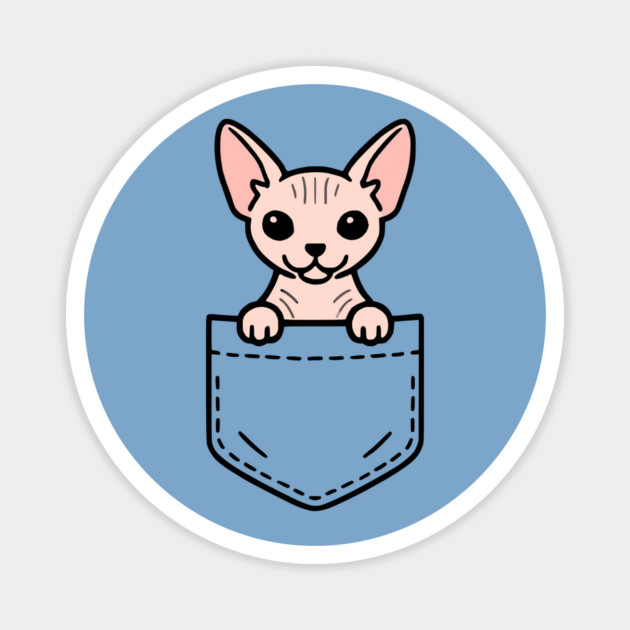 Cute Sphynx Kitten Pocket Pal Funny Hairless Sphynx Cat Magnet by Yesteeyear