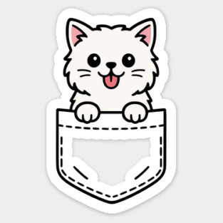 Cute Persian Kitten Pocket Pal Funny Fluffy Persian Cat Sticker
