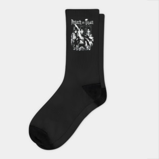 Attack on Titan Eren, Mikasa & Levi Artwork Socks