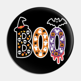 Boo Halloween Vampire Ghost Bats Pin