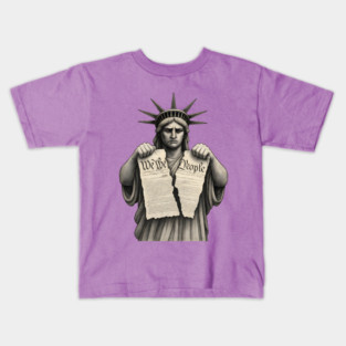 Statue of Liberty Tearing Constitution Kids T-Shirt