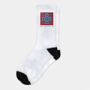 Square Roots, Hmong Soul – Tribal Mandala in Red & Blue Socks
