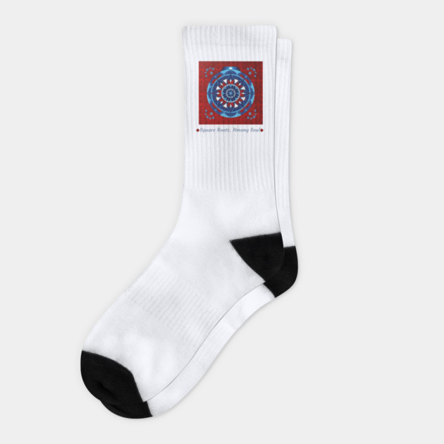 Square Roots, Hmong Soul – Tribal Mandala in Red & Blue Socks by Pimcolle