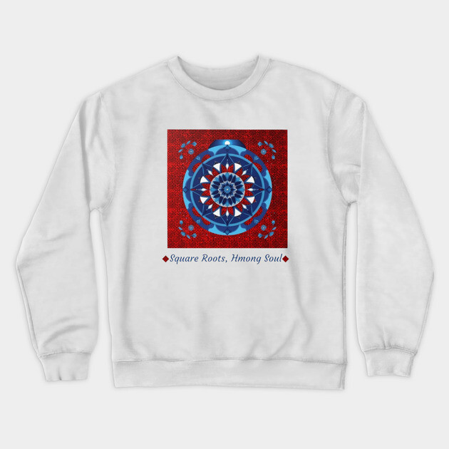 Square Roots, Hmong Soul – Tribal Mandala in Red & Blue Crewneck Sweatshirt by Pimcolle