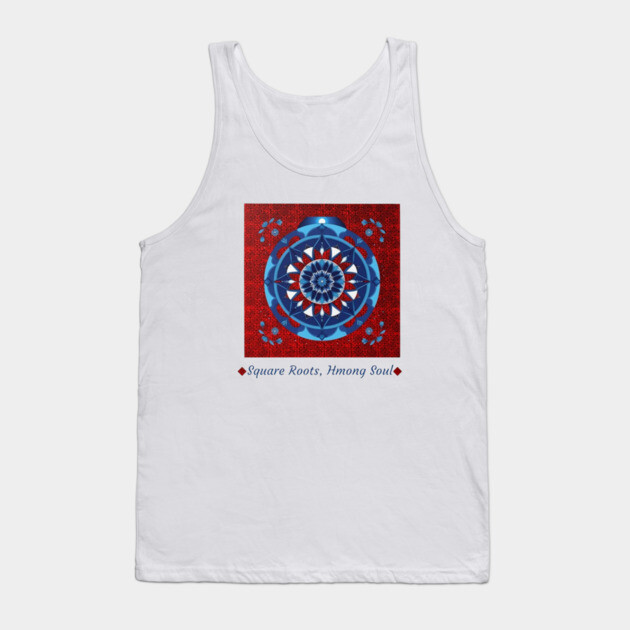 Square Roots, Hmong Soul – Tribal Mandala in Red & Blue Tank Top by Pimcolle