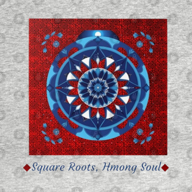 Square Roots, Hmong Soul – Tribal Mandala in Red & Blue by Pimcolle